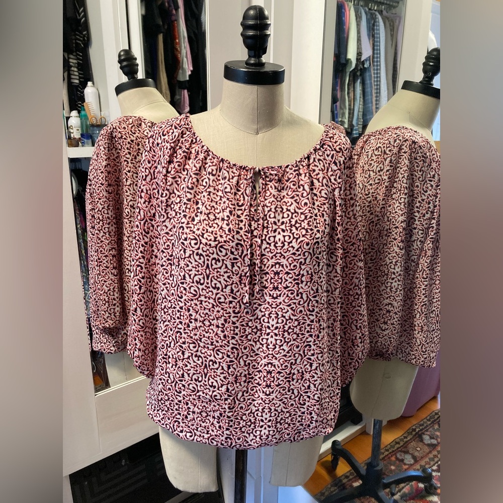 Laundry- Women's Pink Patterned Top, 3/4 Sleeve, Size Medium